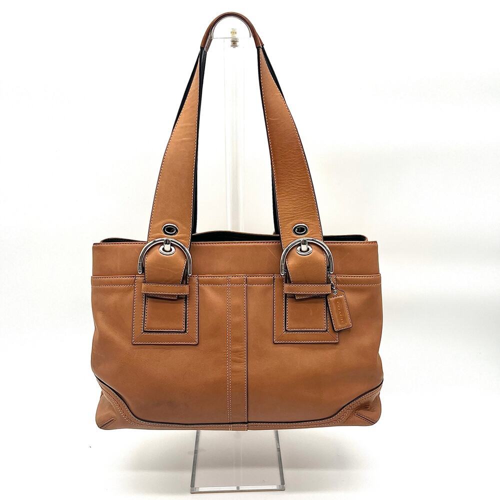 COACH Soho Camel Leather Satchel, Buckle Details
